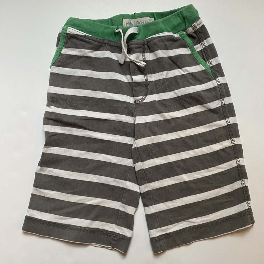 Mini Boden Grey & White Stripe Shorts